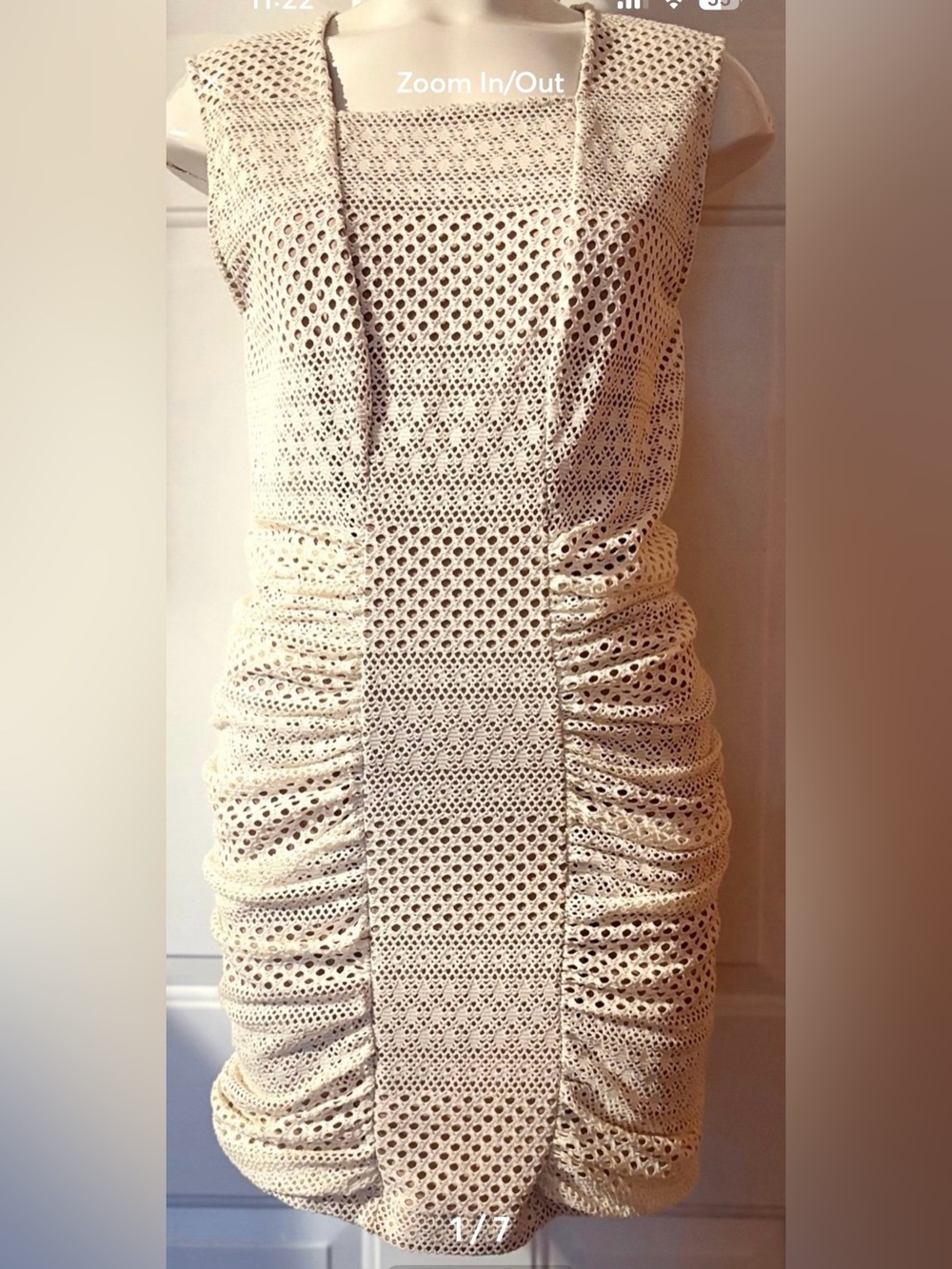 NWT BCBGMAXAZRIA Renee Ivory Crochet lace bodycon dress, size Large
